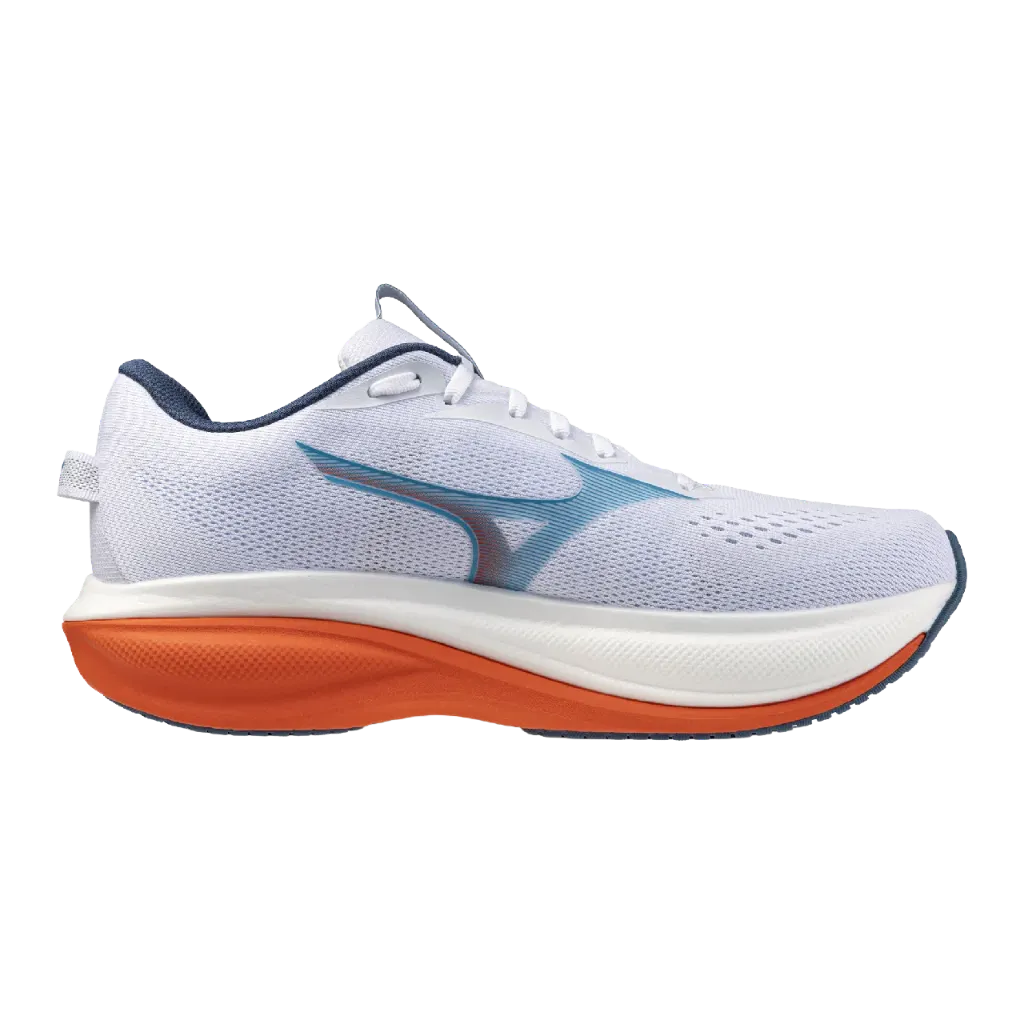 Mizuno Shoe M's Wave Rider 30 - White/Blue Jewel/Orange (42.5)